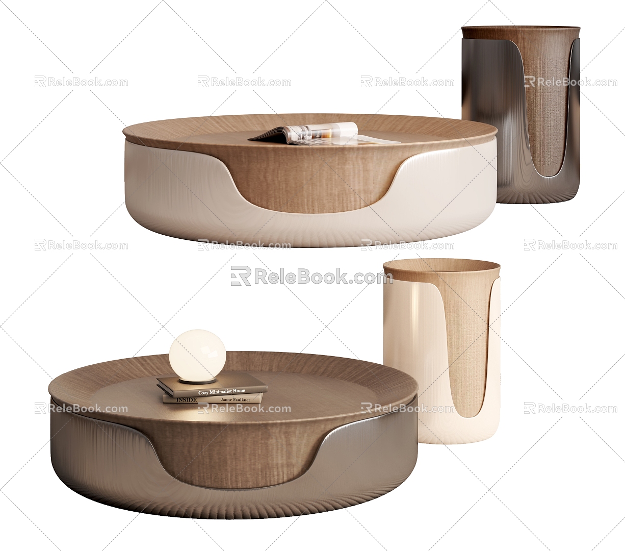 Middle Ancient Log Wind Coffee Table Round Coffee Table Mother and Mother Wooden Coffee Table 3d model