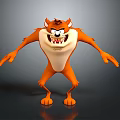 Cartoon Tiger Character 3D Model Featuring Fierce Expression Orange Body And Open Arms