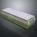 Green And White Modular Structure With Striped Roof And Side Window Design