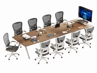 Modern Meeting Table and Chair Office Desk and Chair 3d model