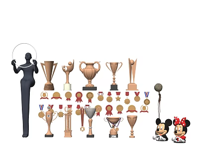 Modern trophy combination 3d model