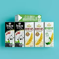 Grain Milk Beverage Collection Featuring Pure Milk and Assorted Grain Varieties in Packaging 3d model