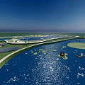 Waterfront Landscape Design Featuring Multiple Lakes Green Spaces And Walking Paths 3d model