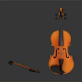 High Quality Orange Violin With Bow On Black Background For Daily Living