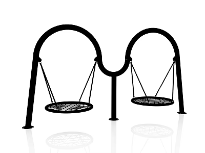 Outdoor Playground Equipment with Two Arched Frames and Round Net Swings Seats 3d model