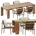 Modern Wooden Dining Table Set With Wicker Chairs Armchairs And Green Tabletop Design