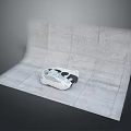 Modern Stylish Sports Shoes With White And Gray Design On Concrete Surface