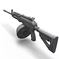 Black Modern Rifle with Long Barrel Magazine and Tactical Stock Design