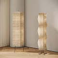 Modern Textured Floor Lamps With Striped And Wavy Designs In Interior Space