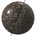 Spherical Dark Brick Component With Interlocked Design And Green Moss Covered Vintage Texture 3d model