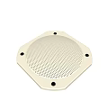 White Audio Speaker With Circular Perforated Grille And Octagonal Frame Fixed By Screws 3d model