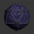 Decorative Purple Sphere With Intricate Geometric Patterns And Black Circular Accents