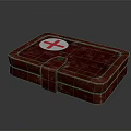 Vintage Red Leather First Aid Kit With White Cross Symbol And Classic Look