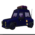Purple Small Cartoon Style Car Exterior With Luggage on Roof Design