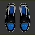 Black And Blue Stylish Sneakers With White Sole Perforated Upper Logo And Laces