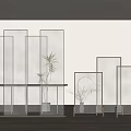 Simple Frosted Semi-permeable Glass Partition New Chinese Zen Style Antique Screen Zen Style Screen Combination Green Plant Potted Plant 3d model
