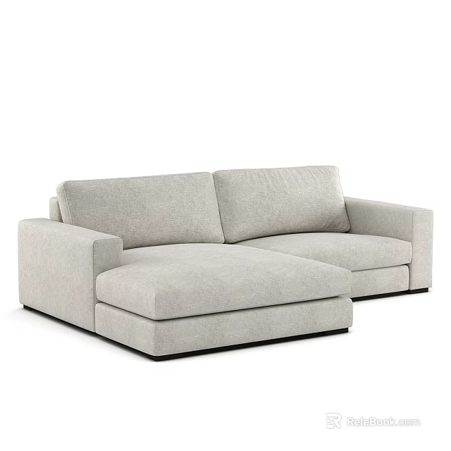 Upholstered Light Gray Sectional Sofa Featuring Modern Design Comfortable Seats and Sleek Frame 3d model