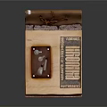 Traditional Wooden Sealing Device With Black Plate Engraved Inscriptions And Leather Straps