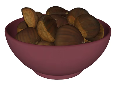 Ripe Chestnuts in Purple Bowl as Nutritious Healthy Snack Option 3d model