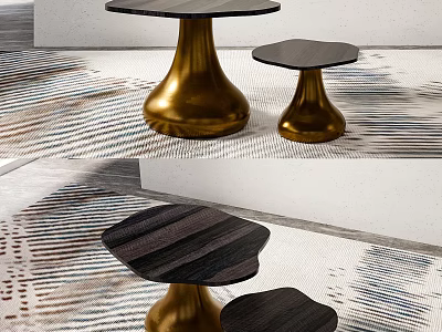 Modern Elegant Coffee Table Design With Gold Metal Base And Black Tabletop 3d model