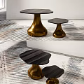 Modern Elegant Coffee Table Design With Gold Metal Base And Black Tabletop