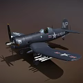 Dark Blue Military Airplane With US Navy Stars NP Tail Marking And Bombs Under Wings