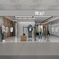 Modern Fashion Clothing Store Interior With Mannequins Hanging Apparel And Display Racks