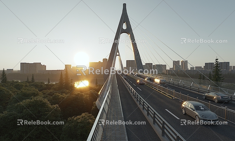 Dusk Bridge Modern Bridge 3d model