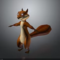 Cute Cartoon Squirrel With Reddish Brown And White Fur Big Tail Standing Pose