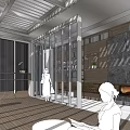 Modern Pavilion Book Bar Waterscape Viewing Pavilion 3d model