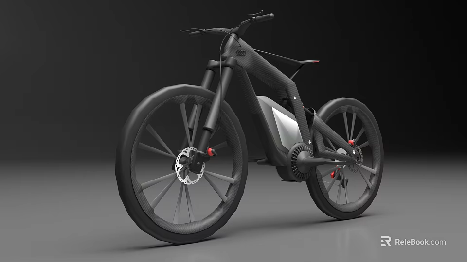 Sleek Modern Electric Bicycle With Black Frame And Large Spoked Wheels 3d model 