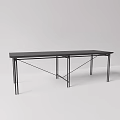 Modern Black Office Desk With Sturdy Metal Frame And Smooth Surface For Workspace