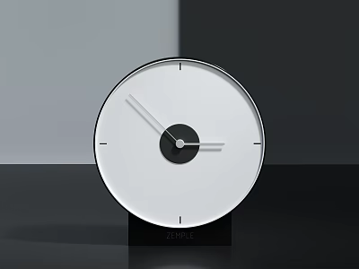 Modern Minimalist Round Clock With White Dial And Black Frame Base 3d model