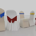 Dining Chairs With Decorative Colorful Bows And Sashes In Beige White Red