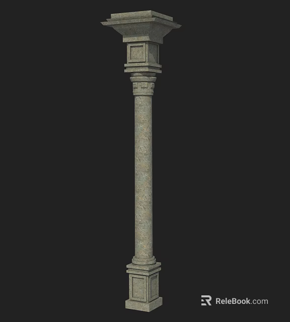 Classic Stone Column With Intricate Carvings And Textured Surface Design 3d model 