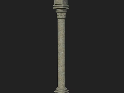 Classic Stone Column With Intricate Carvings And Textured Surface Design 3d model