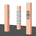 Three Brown Columns Display Various Decorative Wall Hangings With Unique Designs 3d model