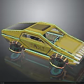 Futuristic Yellow Solar Powered Car With TAXI Sign Unique Wheels And Modern Design