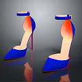 Women's Blue High Heels With Ankle Strap Pointed Toe And Stiletto Heel Design