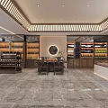 Spacious Tobacco and Liquor Store Interior with Shelves Displaying Liquor Products and Tobacco Items