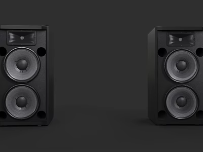 High Quality Black Stereo Speakers With Dual Drivers On Dark Background 3d model