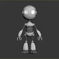 3D Robot Model With White Gray Body Large Eyes And Standing Pose