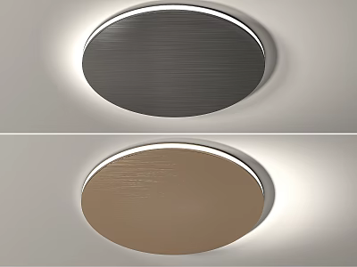 Modern Round Flush Mount Ceiling Light with Brushed Metal Finish in Silver and Brown 3d model
