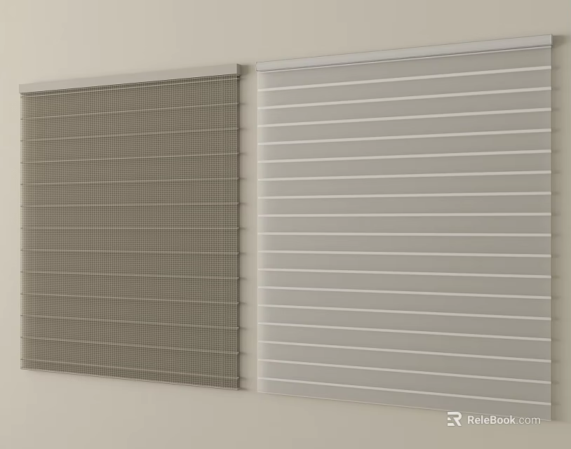 Two Different Colored Window Blinds Gray and White Wall Mounted for Home Interior 3d model 