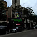 Modern Full View Glass Fashion Store Showcases Along Vibrant Downtown Commercial Shopping Street