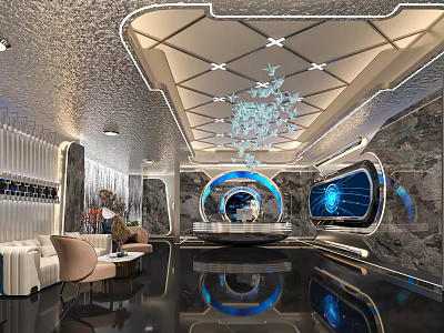Futuristic KTV Interior With Modern Lighting And Hi Tech Decor 3d model