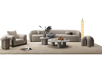 Modern sofa and coffee table combination medieval furniture 3d model
