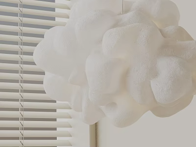 White Cloud Shaped Pendant Light With Soft Texture And Window Blinds Background 3d model