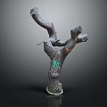 Wooden Tree Stump Sculpture with Natural Branches and Textured Surface for Decorative Interior