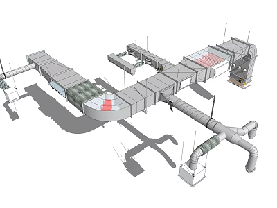 Complex Industrial Piping System Layout With Connected Pipes And Support Components 3d model